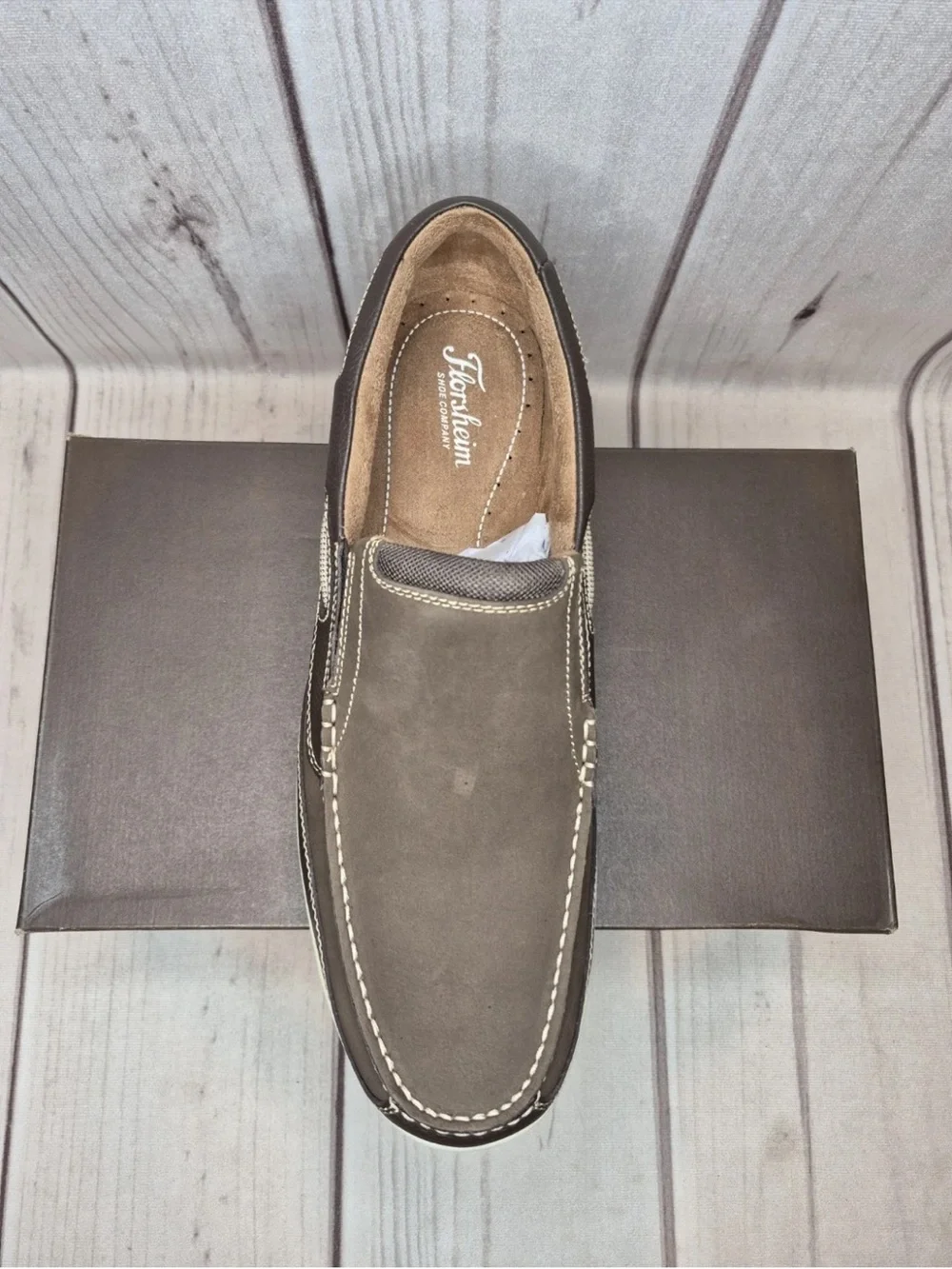 Florsheim Men's Size 13W Lakeside Slip-On Boat Shoe Brown Nubuck 13158